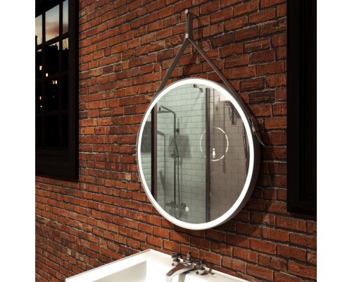 Зеркало для ванной с подсветкой Uperwood Round (80 см, LED подсветка, сенсор, белый ремень)