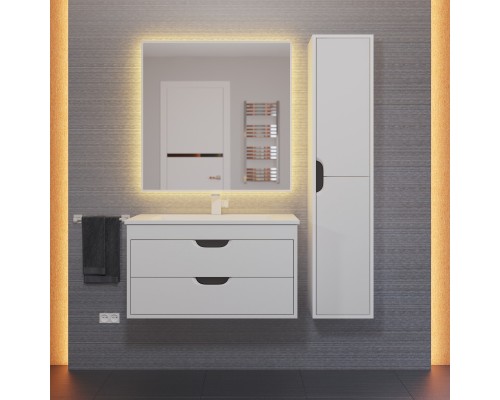 Шкаф-пенал для ванной Uperwood Modul (33*36*150 см, подвесной, с дверцами, матовый, белый/графит)