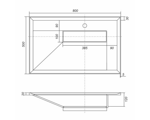 Раковина для ванной кварцевая Uperwood Lotus Quartz 80х50х13 см, черная матовая, космос