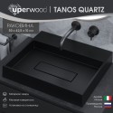 Раковина накладная кварцевая Uperwood Tanos Quartz 50 см, прямоугольная, без отверстия для смесителя, уголь