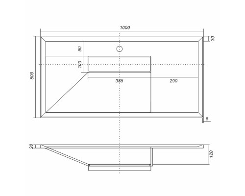 Раковина для ванной полувстраиваемая Uperwood Lotus 100 см, прямоугольная, белая глянцевая