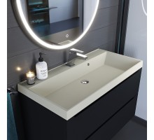 Раковина кварцевая для ванной Uperwood Classic Quartz (100 см, бежевая матовая, лён)