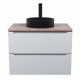 Комплект Тумба со столешницей для ванной Uperwood Tanos (70 см, белая/бук светлый, с накладной раковиной Round, цвет черный)