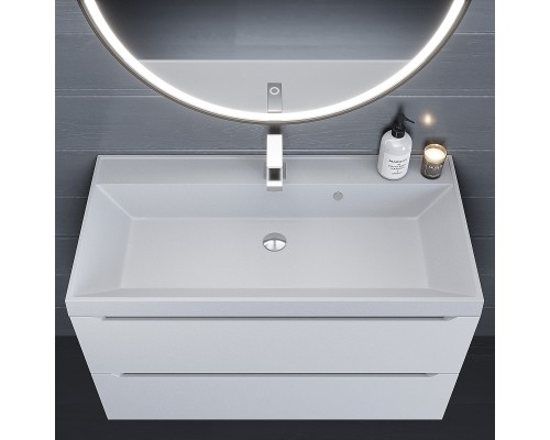 Раковина кварцевая для ванной Uperwood Classic Quartz (90 см, белая матовая, жасмин)