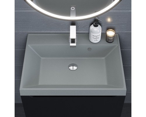 Раковина кварцевая для ванной Uperwood Classic Quartz (60 см, серая матовая, платина)