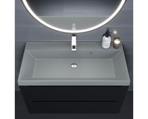 Раковина кварцевая для ванной Uperwood Classic Quartz (100 см, серая матовая, платина)