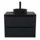 Комплект Тумба со столешницей для ванной Uperwood Tanos (70 см, черная/бук темный, с накладной раковиной Round, цвет черный)