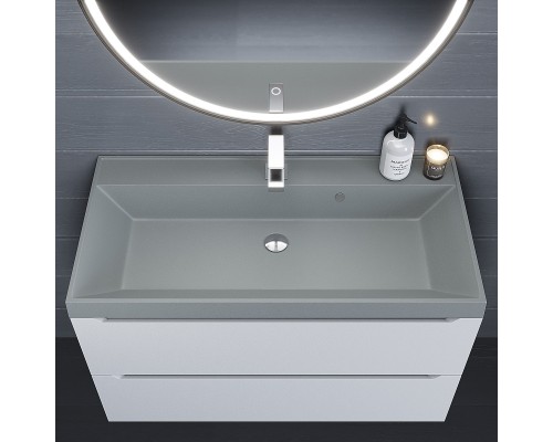 Раковина кварцевая для ванной Uperwood Classic Quartz (90 см, серая матовая, платина)