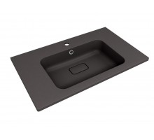 Раковина кварцевая для ванной Uperwood Lagoon Quartz (80 см, прямоугольная, черная матовая, уголь)