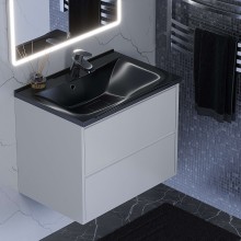 Раковина для ванной полувстраиваемая Uperwood Elen (70 см, с декоративной накладкой, черный металл)