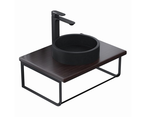 Комплект столешница для ванной Uperwood Tanos (с накладной раковиной Round и кронштейнами 60 см, бук темный)
