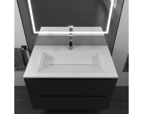 Раковина для ванной полувстраиваемая Uperwood Next (80 см, прямоугольная, белая глянцевая)
