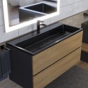 Раковина для ванной полувстраиваемая Uperwood Barsa, 100 см, прямоугольная, черная глянцевая Раковина для ванной полувстраиваемая Uperwood Barsa, 100 см, прямоугольная, черная глянцевая