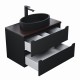Комплект Тумба со столешницей для ванной Uperwood Tanos (80 см, черная/бук темный, с накладной раковиной Rome, цвет черный)