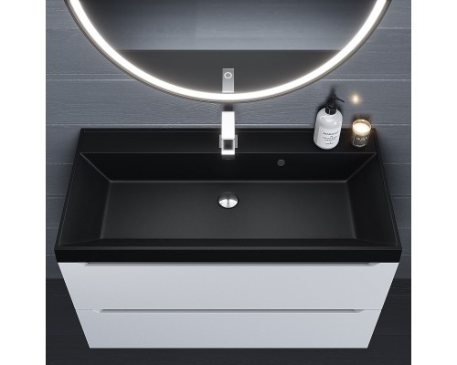 Раковина кварцевая для ванной Uperwood Classic Quartz (90 см, черная матовая, космос)