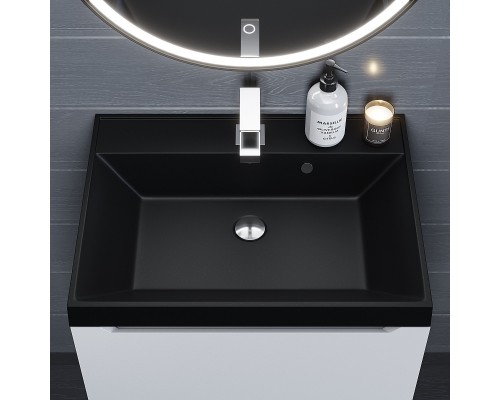 Раковина кварцевая для ванной Uperwood Classic Quartz (60 см, черная матовая, космос)