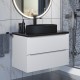 Комплект Тумба со столешницей для ванной Uperwood Tanos (80 см, белая/бук темный, с накладной раковиной Rome, цвет черный)