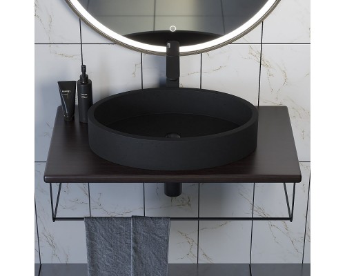 Комплект столешница для ванной Uperwood Tanos (с накладной раковиной Rome и кронштейнами 80 см, бук темный)