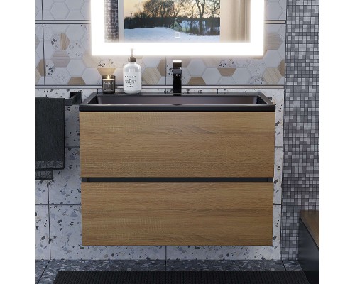 Раковина для ванной полувстраиваемая Uperwood Barsa (70 см, прямоугольная, черная)