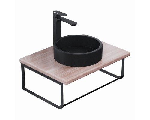 Комплект столешница для ванной Uperwood Tanos (с накладной раковиной Round и кронштейнами 60 см, бук светлый)