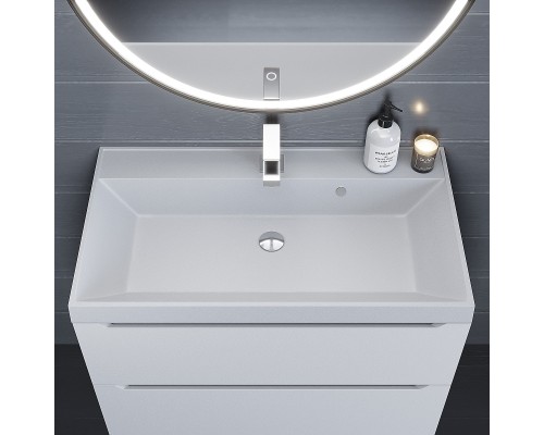 Раковина кварцевая для ванной Uperwood Classic Quartz (80 см, белая матовая, жасмин)