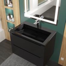 Раковина для ванной полувстраиваемая Uperwood Infinity 70х45х16,4 см, черная глянцевая