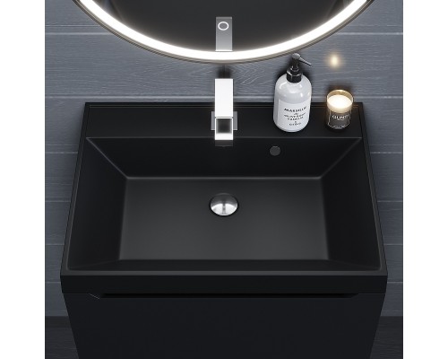 Раковина кварцевая для ванной Uperwood Classic Quartz (60 см, черная матовая, уголь)