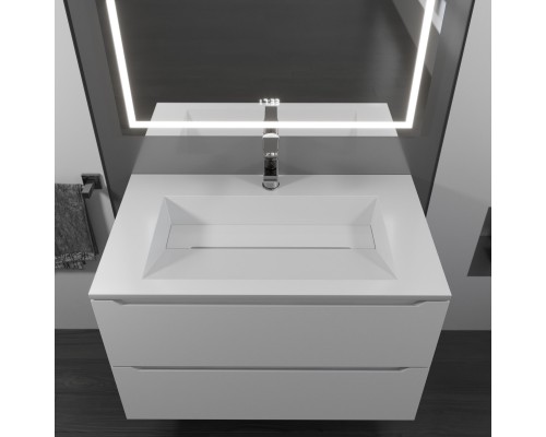 Раковина для ванной полувстраиваемая Uperwood Next (80 см, прямоугольная, белая глянцевая)