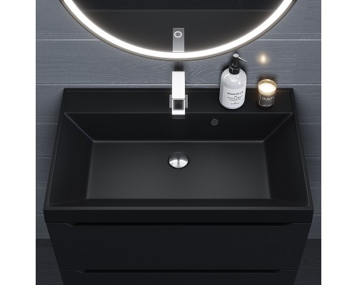 Раковина кварцевая для ванной Uperwood Classic Quartz (70 см, черная матовая, уголь)