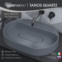 Раковина накладная кварцевая Uperwood Tanos Quartz 55 см, овальная, без отверстия для смесителя, бетон