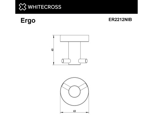 Крючок двойной WHITECROSS Ergo ER2212NIB (брашированный никель) Крючок двойной WHITECROSS Ergo ER2212NIB (брашированный никель)