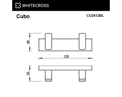 Крючок двойной WHITECROSS Cubo CU2412BL (черный мат) Крючок двойной WHITECROSS Cubo CU2412BL (черный мат)