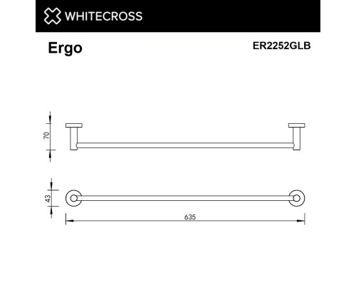 Полотенцедержатель 600 мм. WHITECROSS Ergo ER2252GLB (брашированное золото) Полотенцедержатель 600 мм. WHITECROSS Ergo ER2252GLB (брашированное золото)