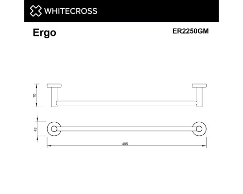 Полотенцедержатель 450 мм. WHITECROSS Ergo ER2250GM (оружейная сталь) Полотенцедержатель 450 мм. WHITECROSS Ergo ER2250GM (оружейная сталь)
