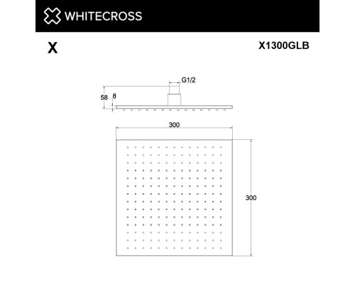 Верхний душ WHITECROSS 30x30 см X1300GLB (брашированное золото)