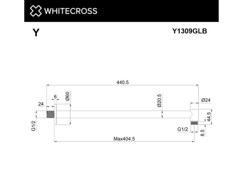 Кронштейн душевой настенный WHITECROSS Y1309GLB (брашированное золото)