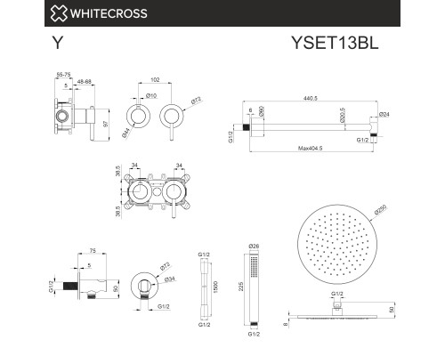 Система для душа скрытого монтажа WHITECROSS Y YSET13BL (черный мат)