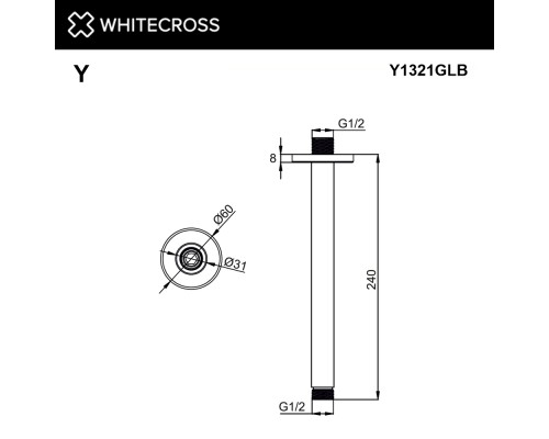 Кронштейн душевой потолочный WHITECROSS Y1321GLB (брашированное золото) Кронштейн душевой потолочный WHITECROSS Y1321GLB (брашированное золото)