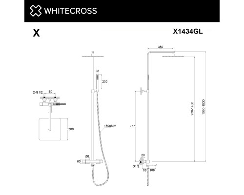 Термостатическая система для ванны наружного монтажа WHITECROSS X X1434GL (золото)