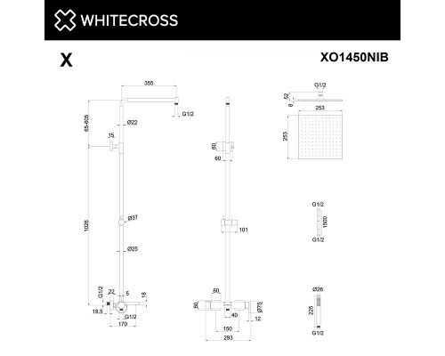 Система для душа наружного монтажа WHITECROSS XO1450NIB (брашированный никель)