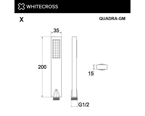 Душевая лейка WHITECROSS QUADRA-GM (оружейная сталь)
