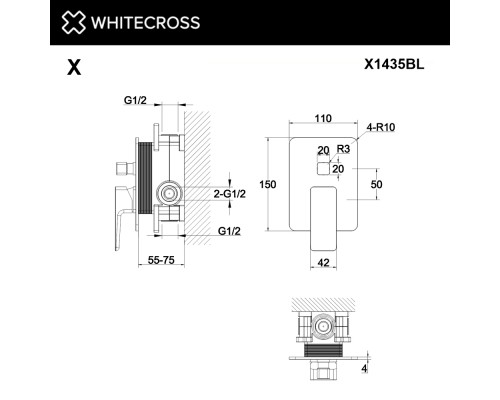 Смеситель для душа скрытого монтажа WHITECROSS X X1435BL (черный мат)