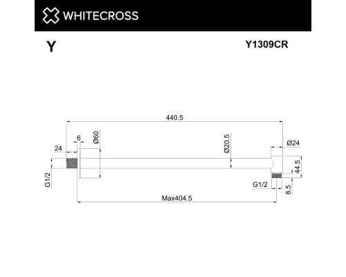 Кронштейн душевой настенный WHITECROSS Y1309CR (хром)