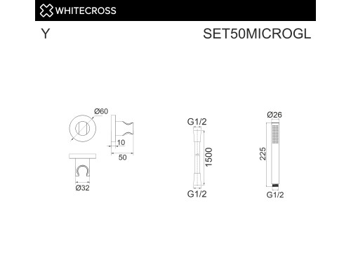 Душевой гарнитур точечный WHITECROSS SET50MICROGL (золото) Душевой гарнитур точечный WHITECROSS SET50MICROGL (золото)