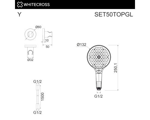 Душевой гарнитур точечный WHITECROSS SET50TOPGL (золото)