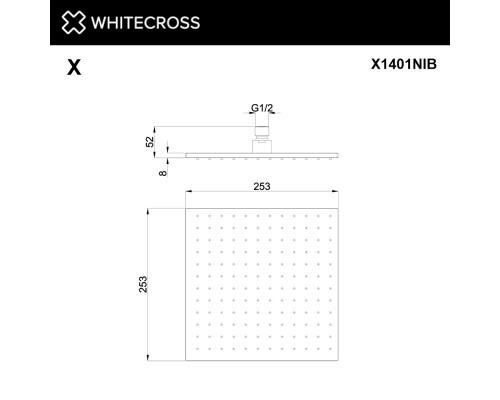 Верхний душ WHITECROSS 25x25 см X1401NIB (брашированный никель)