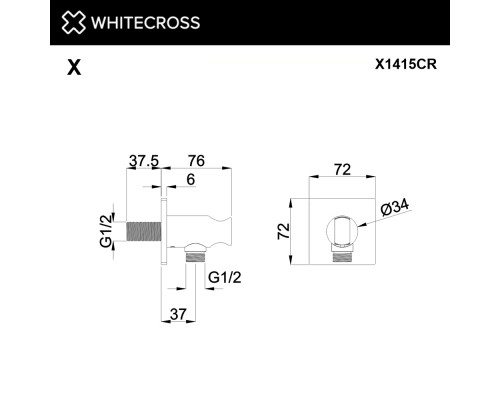 Угловой соединительный элемент с держателем лейки WHITECROSS X1415CR (хром)