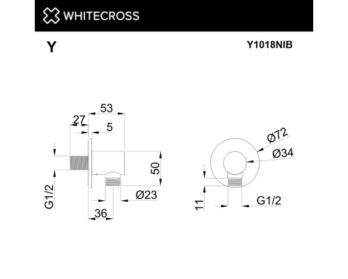 Угловой соединительный элемент WHITECROSS Y1018NIB (брашированный никель)