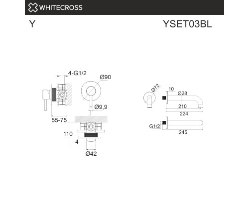 купить Система для ванны скрытого монтажа WHITECROSS Y YSET03BL (черный мат) в магазине сантехники Elit-san.ru Система для ванны скрытого монтажа WHITECROSS Y YSET03BL (черный мат) Elit-san.ru