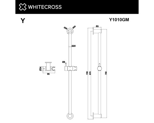 Штанга для душа WHITECROSS Y1010GM (оружейная сталь) Штанга для душа WHITECROSS Y1010GM (оружейная сталь)